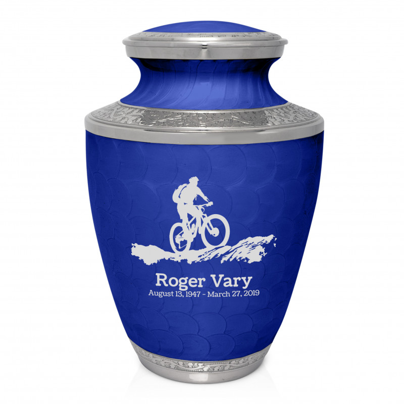 Mountain Bike Cremation Urn - Royal Blue