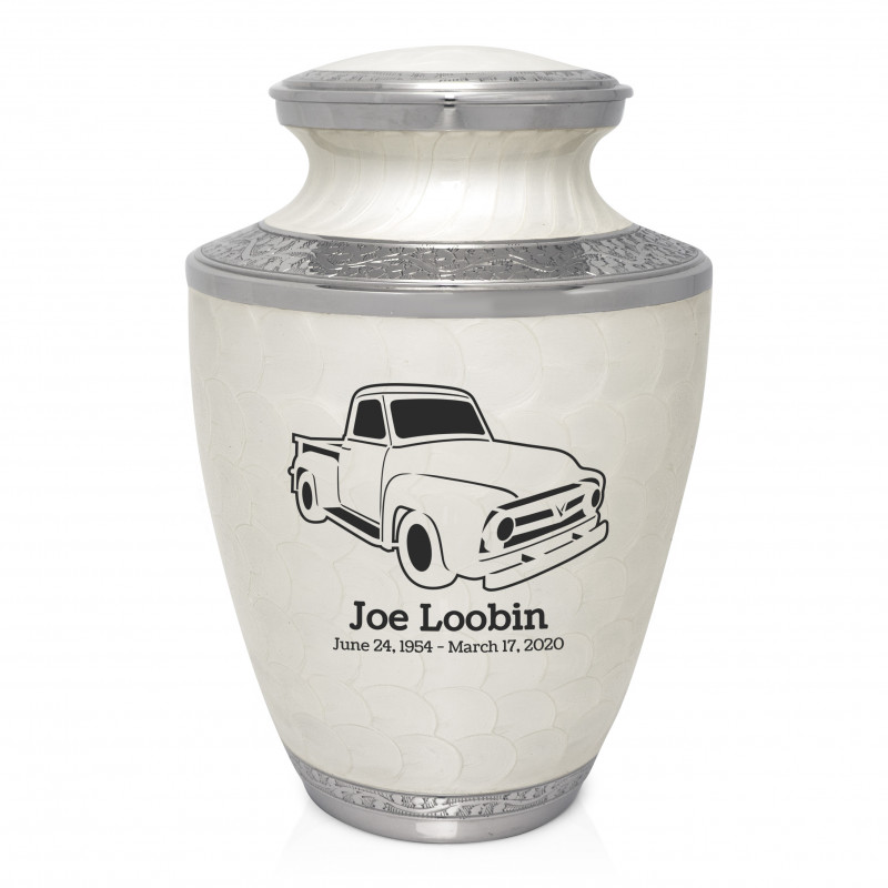 Classic Stepside Truck Cremation Urn - Radiant White