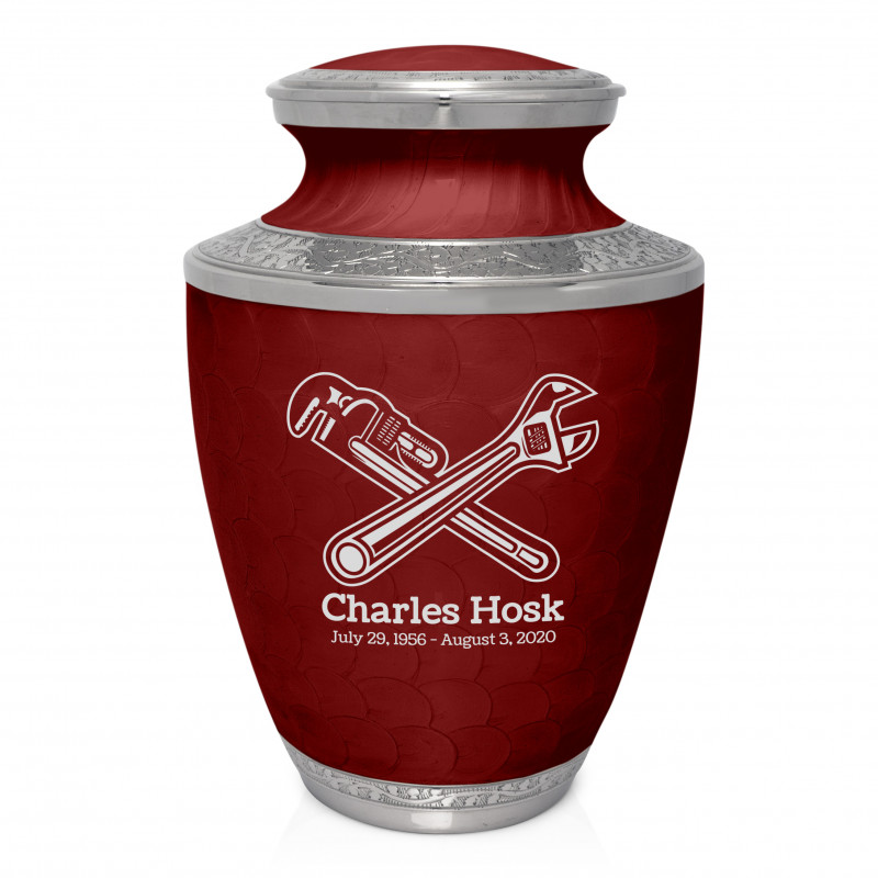 Plumber Cremation Urn - Rose Red
