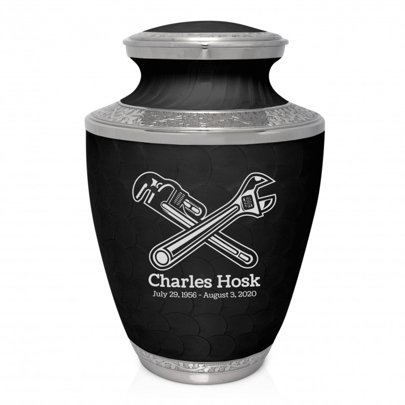 Plumber Cremation Urn - Ebony Black
