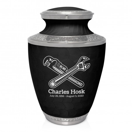 Plumber Cremation Urn - Ebony Black
