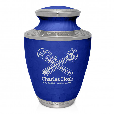 Plumber Cremation Urn - Royal Blue