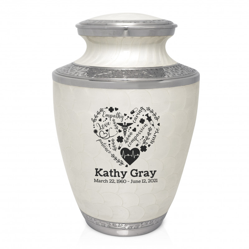 Nurse Cremation Urn - Radiant White