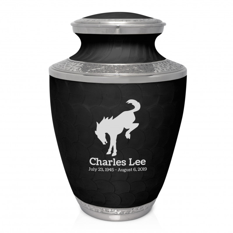 Bronco Cremation Urn - Ebony Black