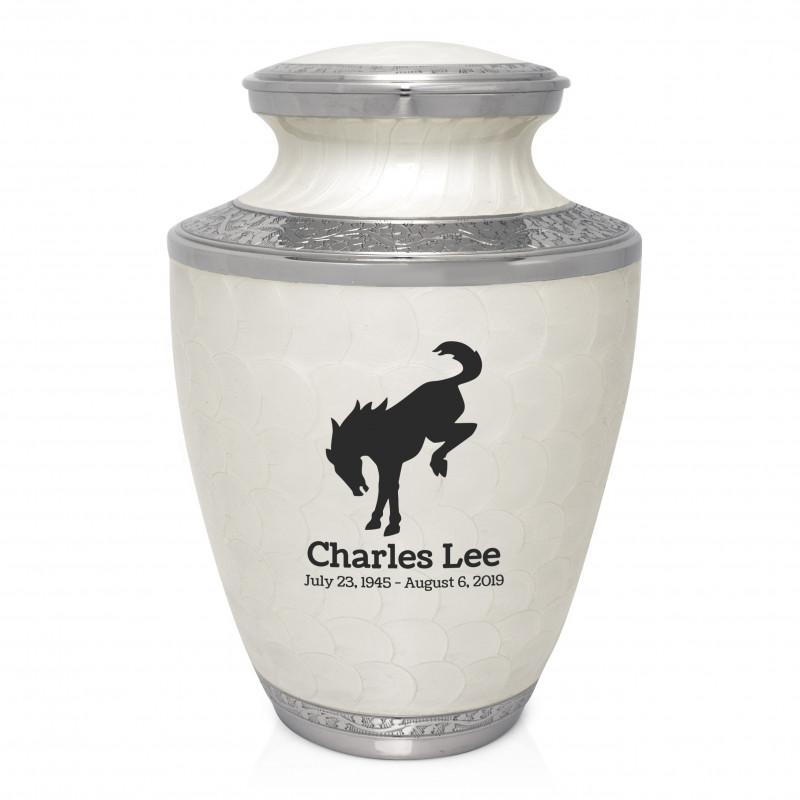 Bronco Cremation Urn - Radiant White