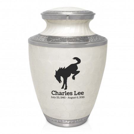 Bronco Cremation Urn - Radiant White