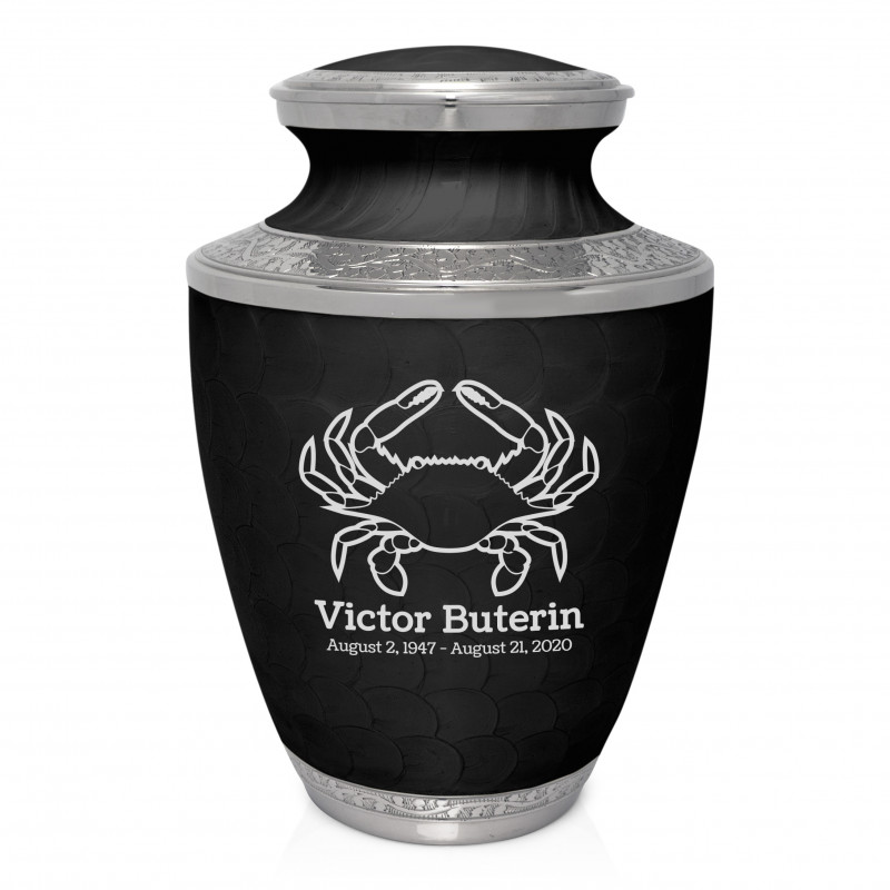 Crab Cremation Urn - Ebony Black