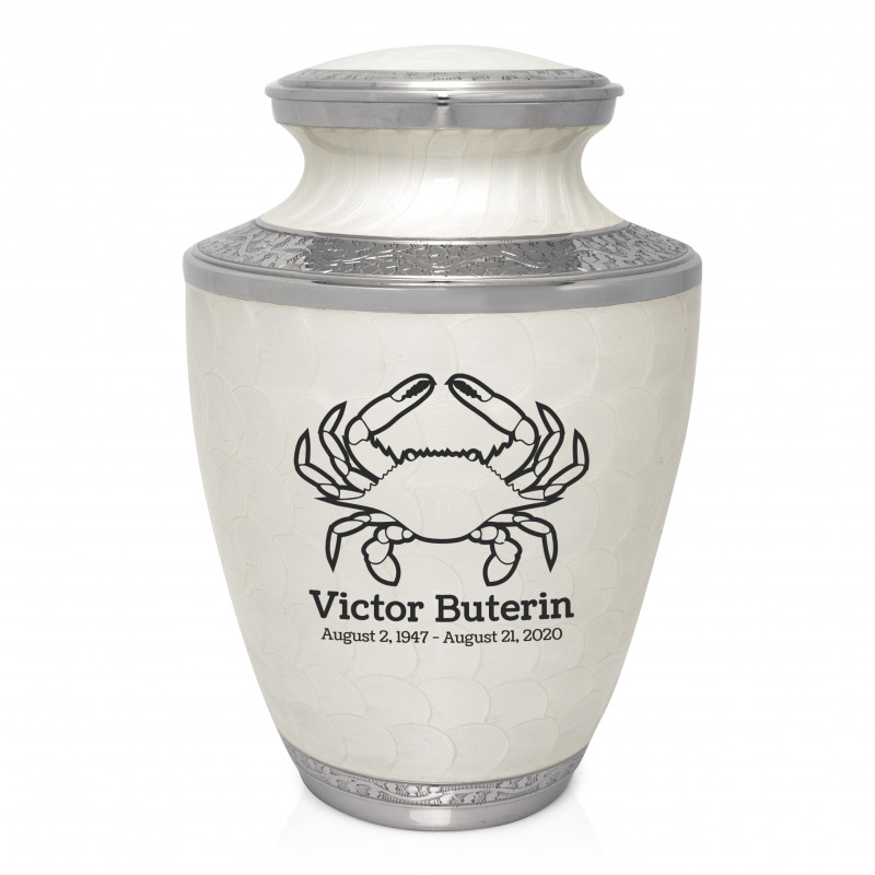 Crab Cremation Urn - Radiant White