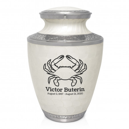 Crab Cremation Urn - Radiant White