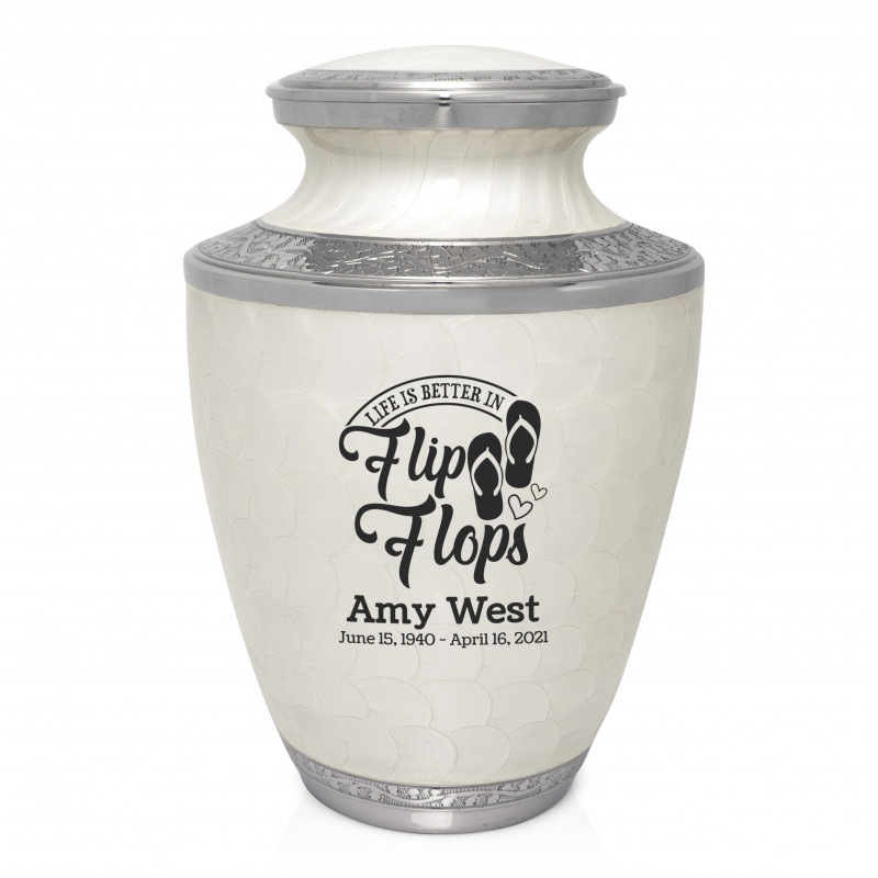 Flip Flops Cremation Urn - Radiant White