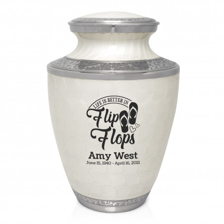 Flip Flops Cremation Urn - Radiant White