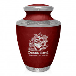 Garden Gnome Cremation Urn - Rose Red
