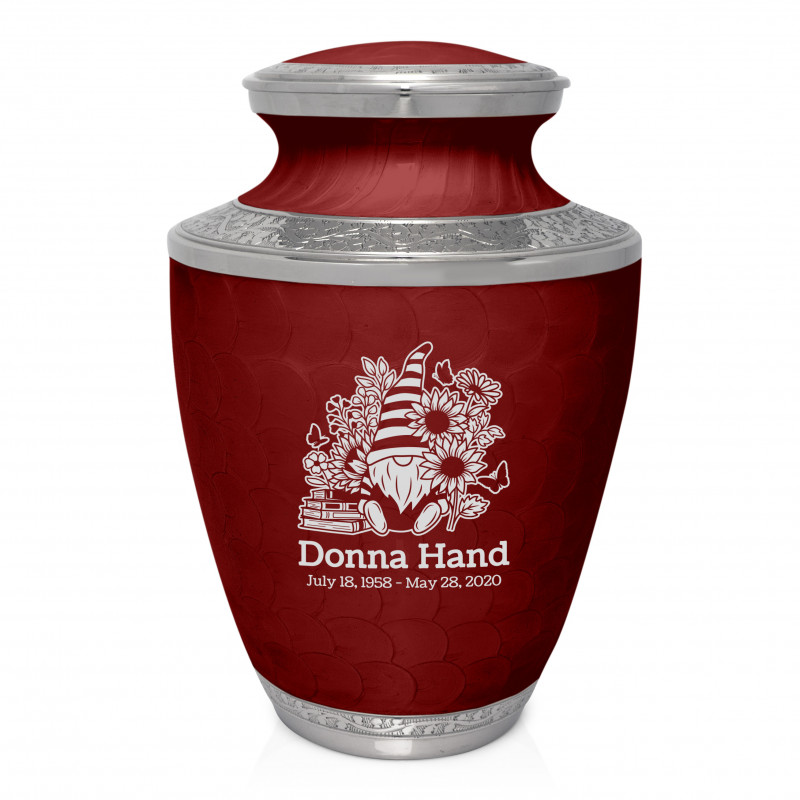 Garden Gnome Cremation Urn - Rose Red