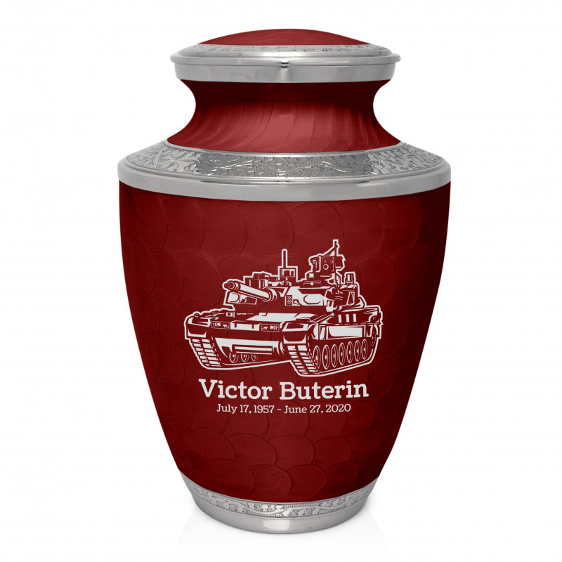Tank Cremation Urn - Rose Red