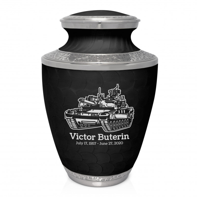 Tank Cremation Urn - Ebony Black