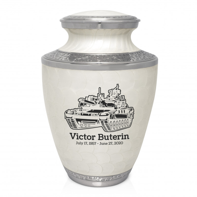 Tank Cremation Urn - Radiant White