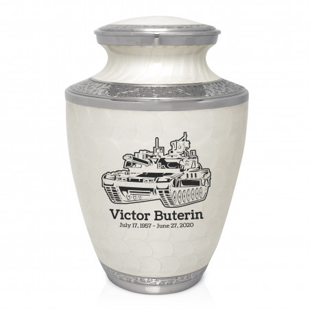 Tank Cremation Urn - Radiant White
