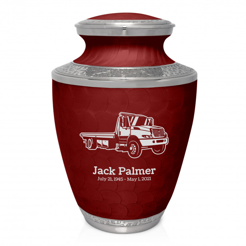 Tow Truck Cremation Urn - Rose Red