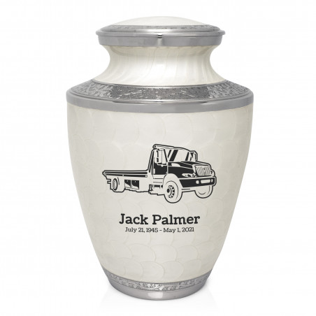 Tow Truck Cremation Urn - Radiant White
