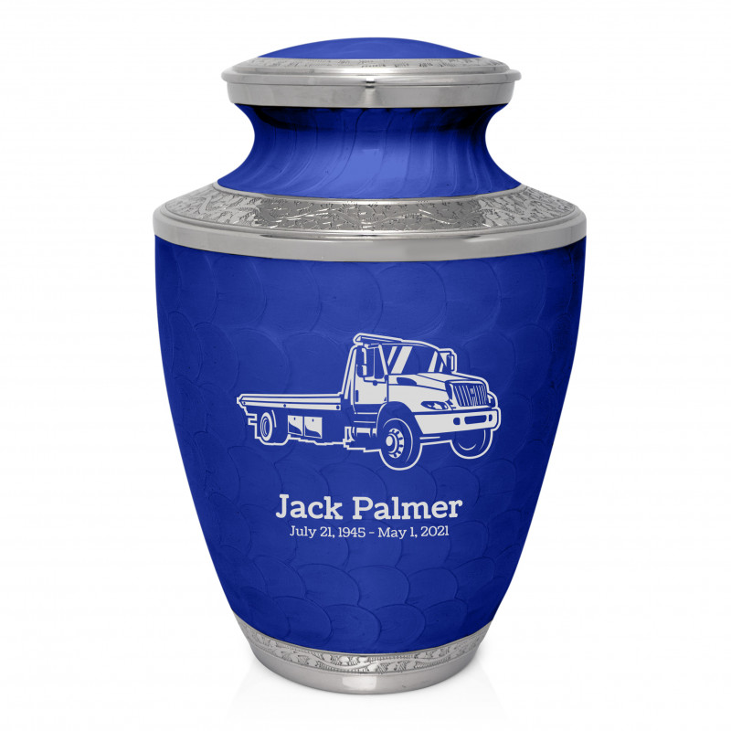 Tow Truck Cremation Urn - Royal Blue