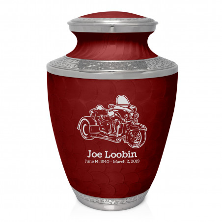 3 Wheel Motorcycle Cremation Urn - Rose Red
