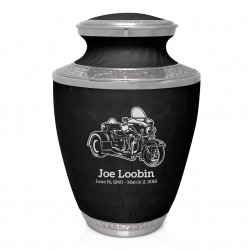 3 Wheel Motorcycle Cremation Urn - Ebony Black