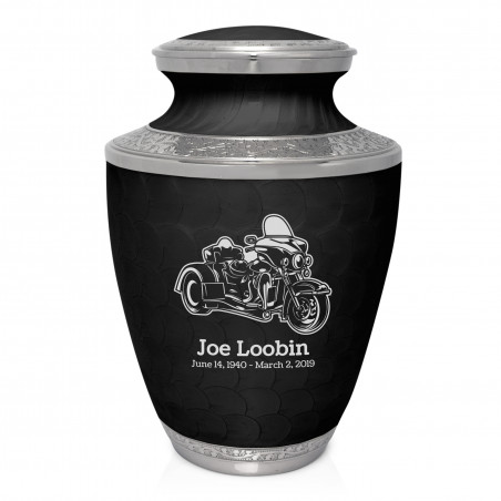 3 Wheel Motorcycle Cremation Urn - Ebony Black