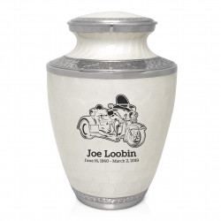 3 Wheel Motorcycle Cremation Urn - Radiant White