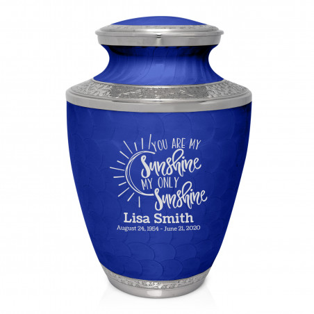 You Are My Sunshine Cremation Urn - Royal Blue