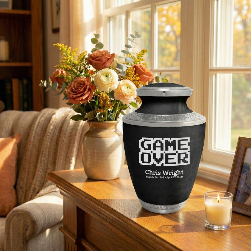 Game Over Cremation Urn - Ebony Black