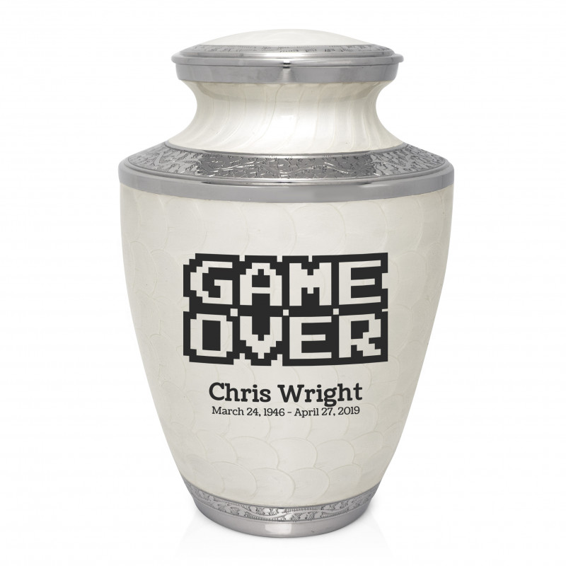 Game Over Cremation Urn - Radiant White