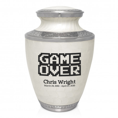 Game Over Cremation Urn - Radiant White