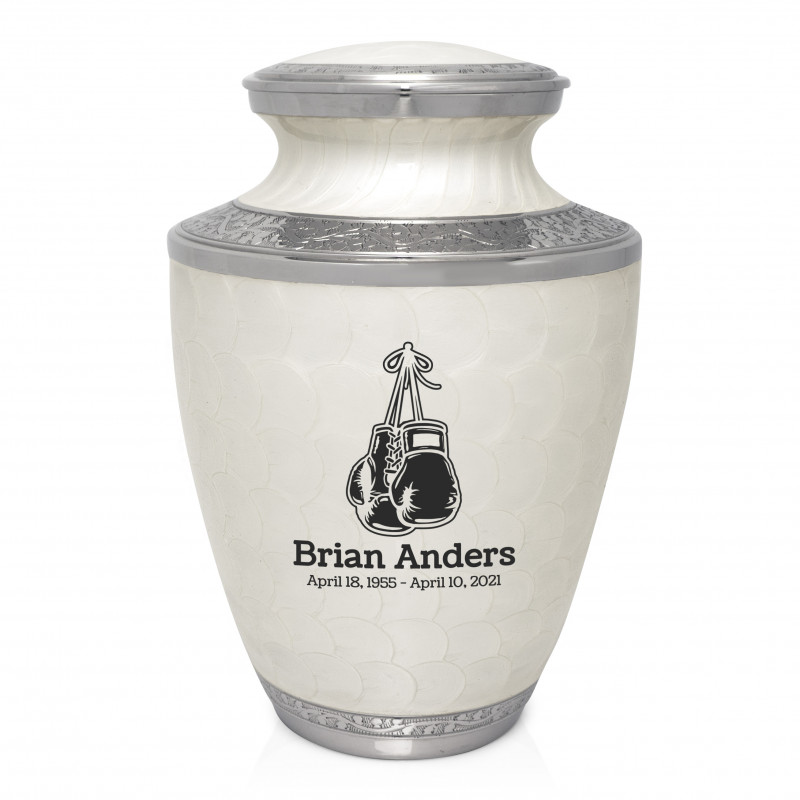 Boxing Gloves Cremation Urn - Radiant White