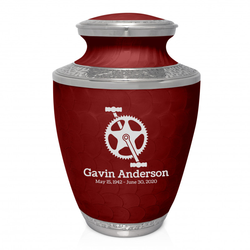 Bike Crank Cremation Urn - Rose Red