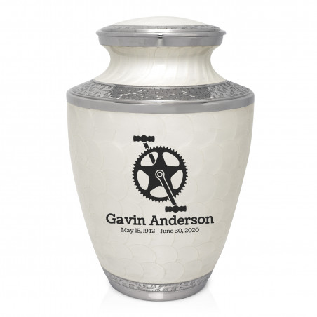 Bike Crank Cremation Urn - Radiant White