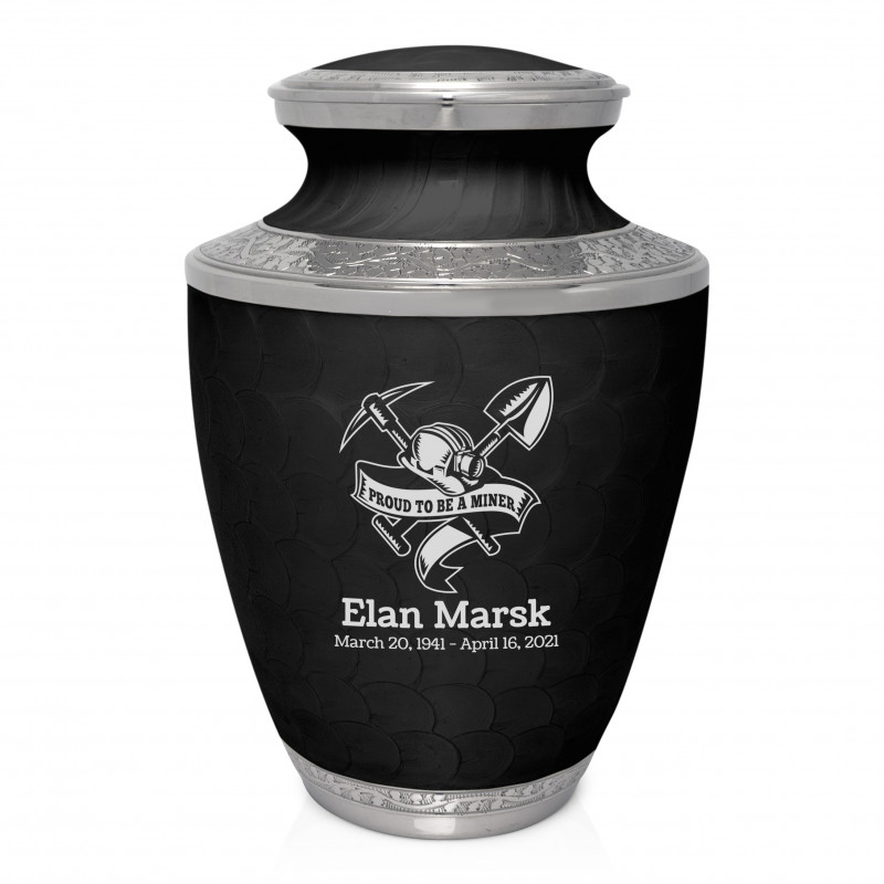 Miner Cremation Urn - Ebony Black