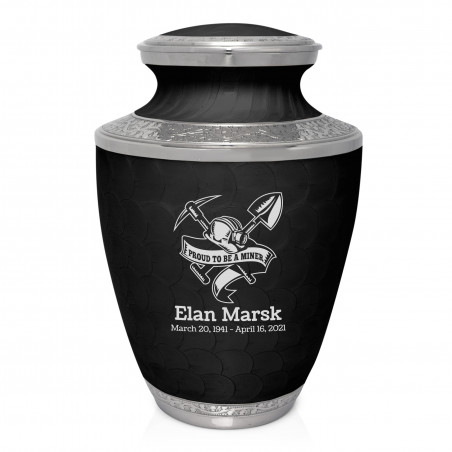 Miner Cremation Urn - Ebony Black