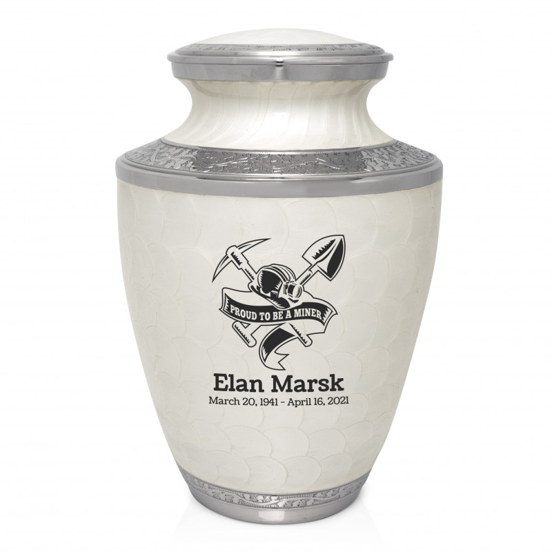Miner Cremation Urn - Radiant White
