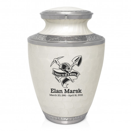 Miner Cremation Urn - Radiant White