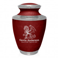 Dragon Cremation Urn - Rose Red
