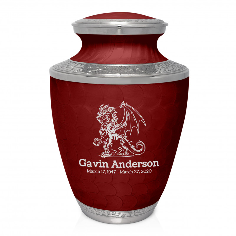 Dragon Cremation Urn - Rose Red