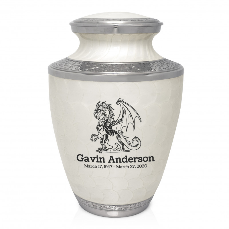 Dragon Cremation Urn - Radiant White