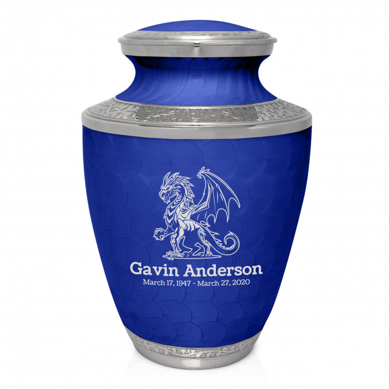 Dragon Cremation Urn - Royal Blue