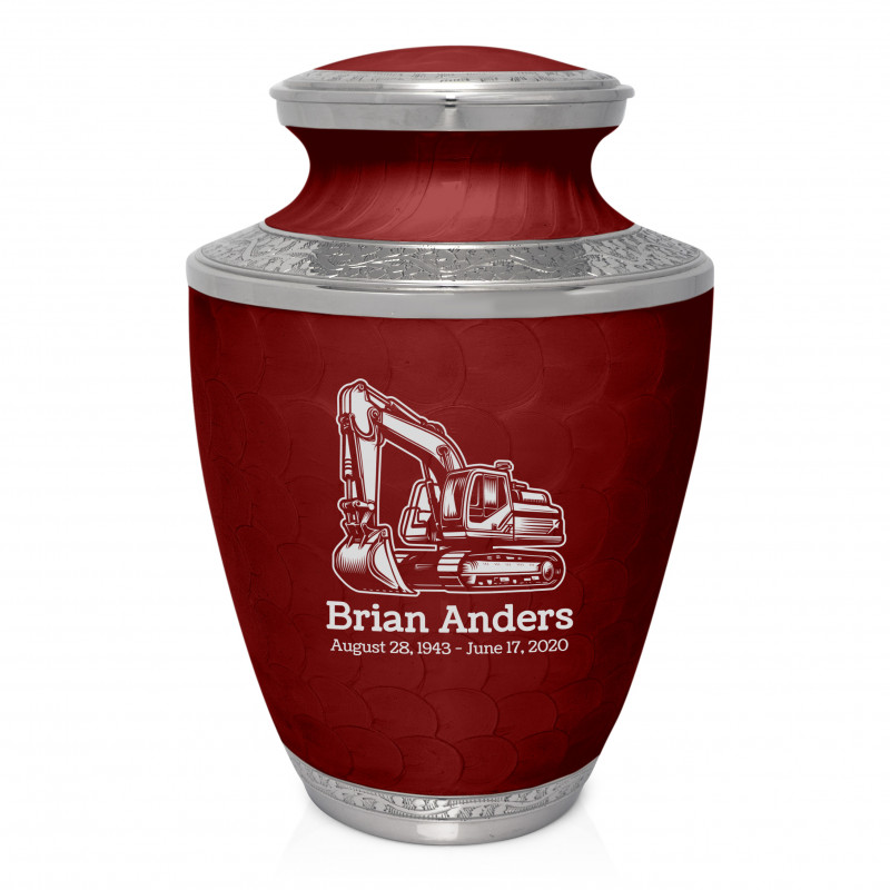 Excavator Cremation Urn - Rose Red