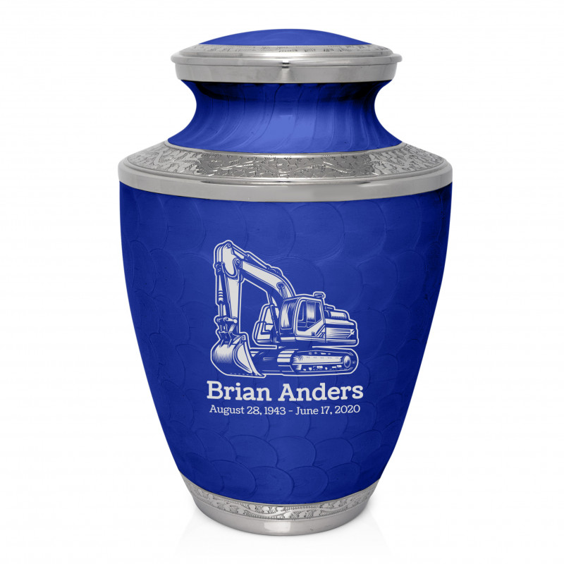 Excavator Cremation Urn - Royal Blue
