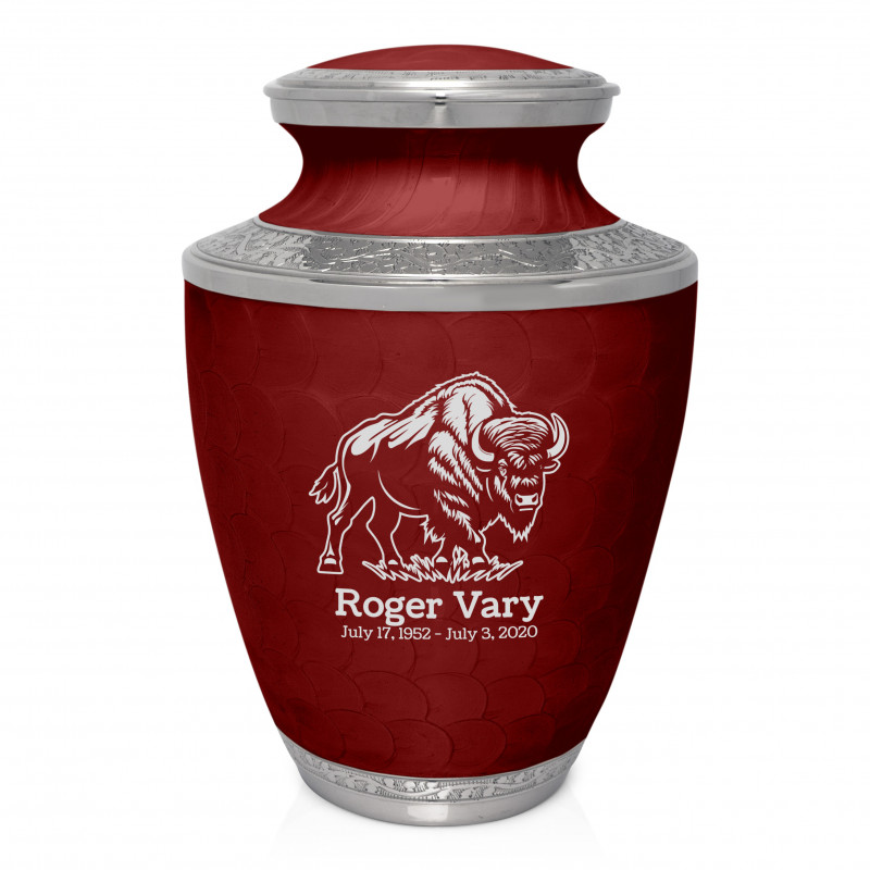 Buffalo Cremation Urn - Rose Red