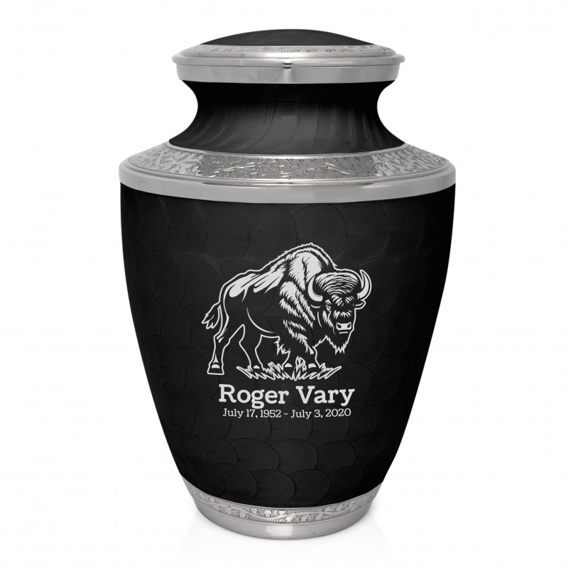 Buffalo Cremation Urn - Ebony Black