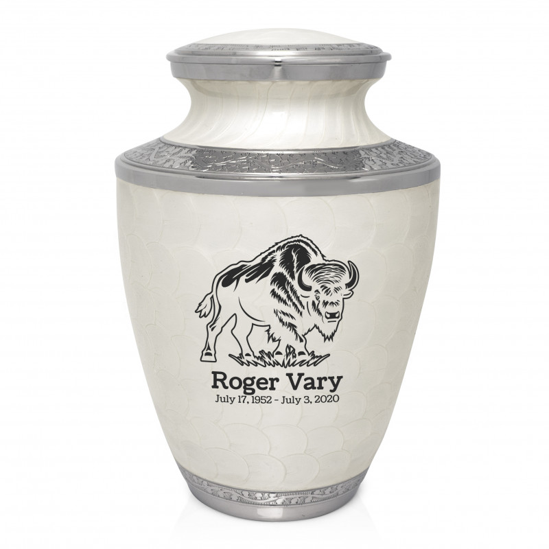 Buffalo Cremation Urn - Radiant White