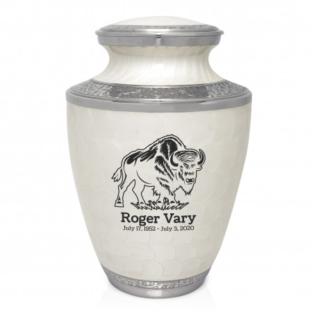 Buffalo Cremation Urn - Radiant White