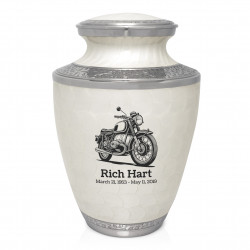 Classic Motorcycle Cremation Urn - Radiant White